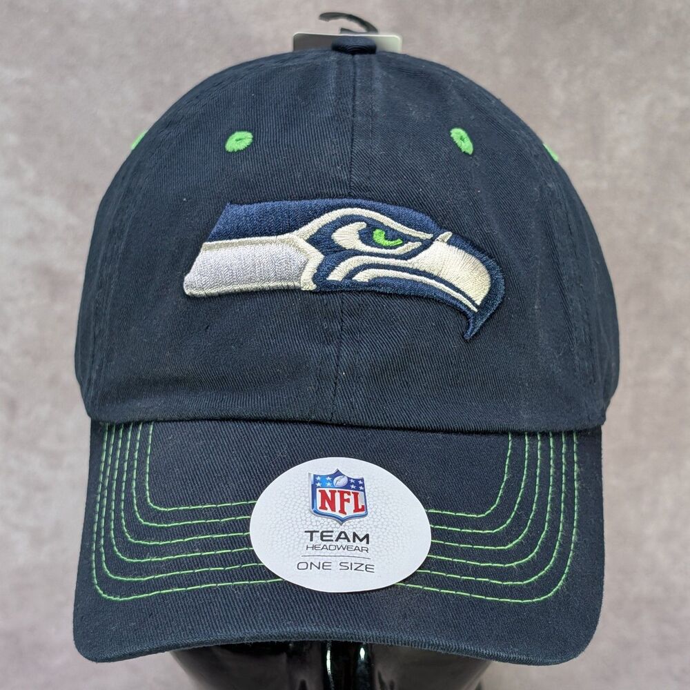 Seattle Seahawks Hat NFL Team Apparel Navy Blue Strapback Baseball Cap New Tags